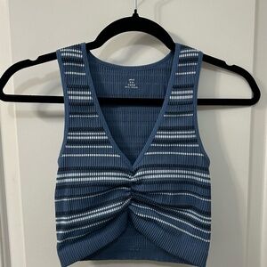Aerie Ribbed Blue Striped Tank Top